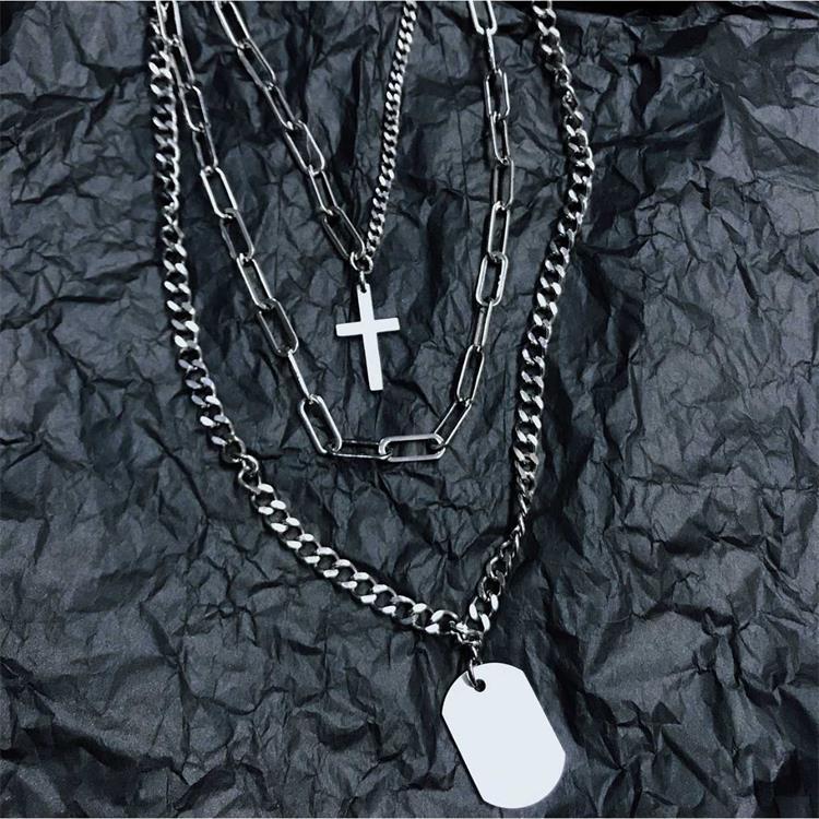 Layer Tag Cross Necklace