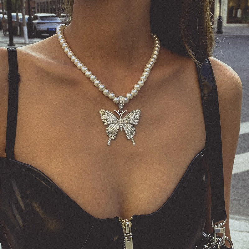 Butterfly with Pearl Necklace