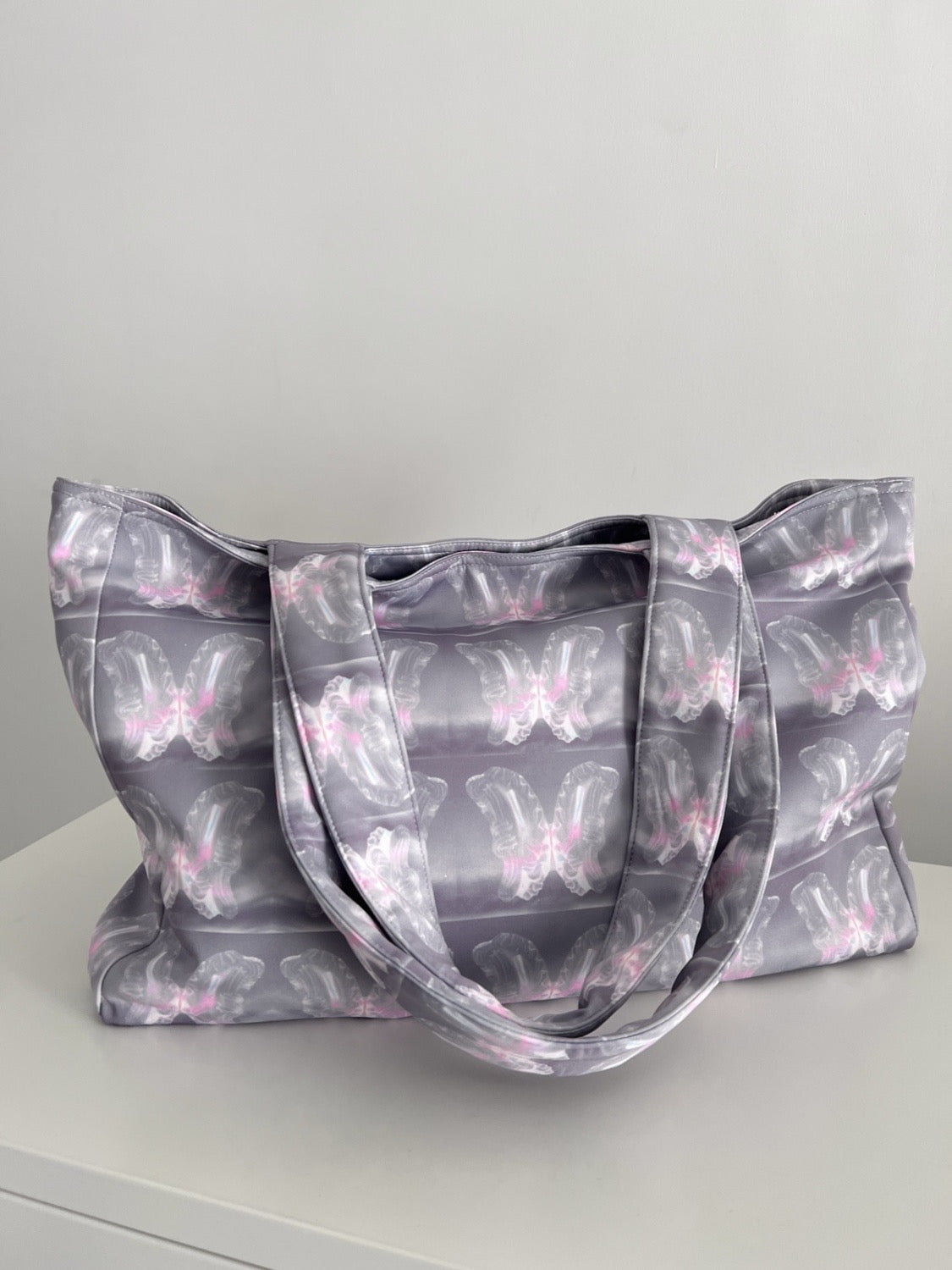 Butterfly Print Padded Tote Bag