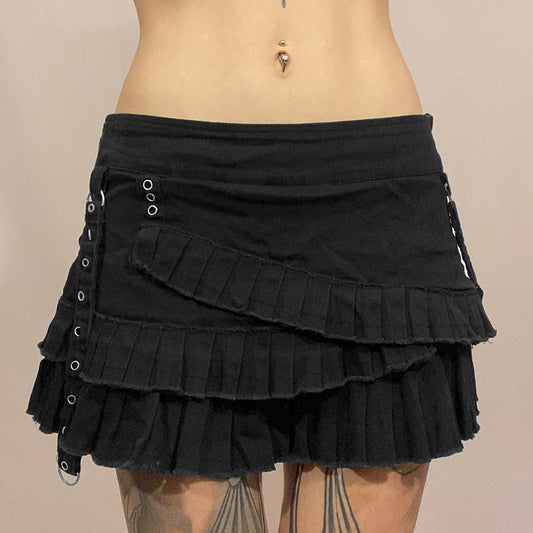 Pleated Layer Black Skirt