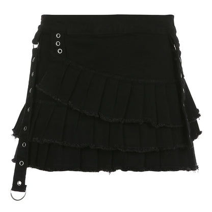 Pleated Layer Black Skirt