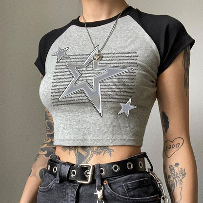 Embroidered Silver Star Top
