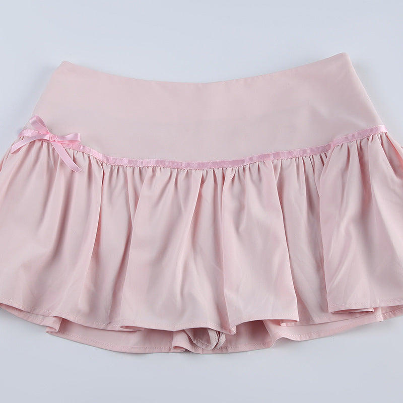 Soft Pink Ruffle Tie-Waist Skirt