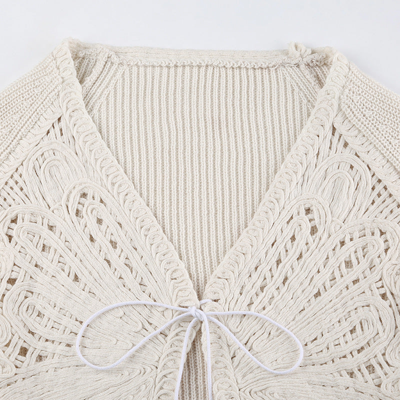 Butterfly Lace-Up Knit Cardigan