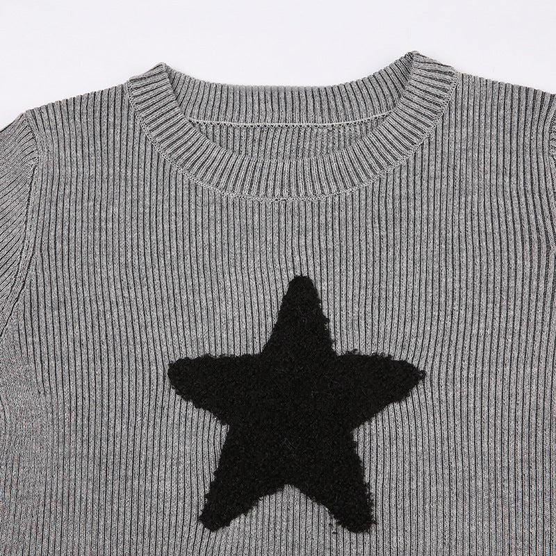 Black Pentagram Knit Sweater