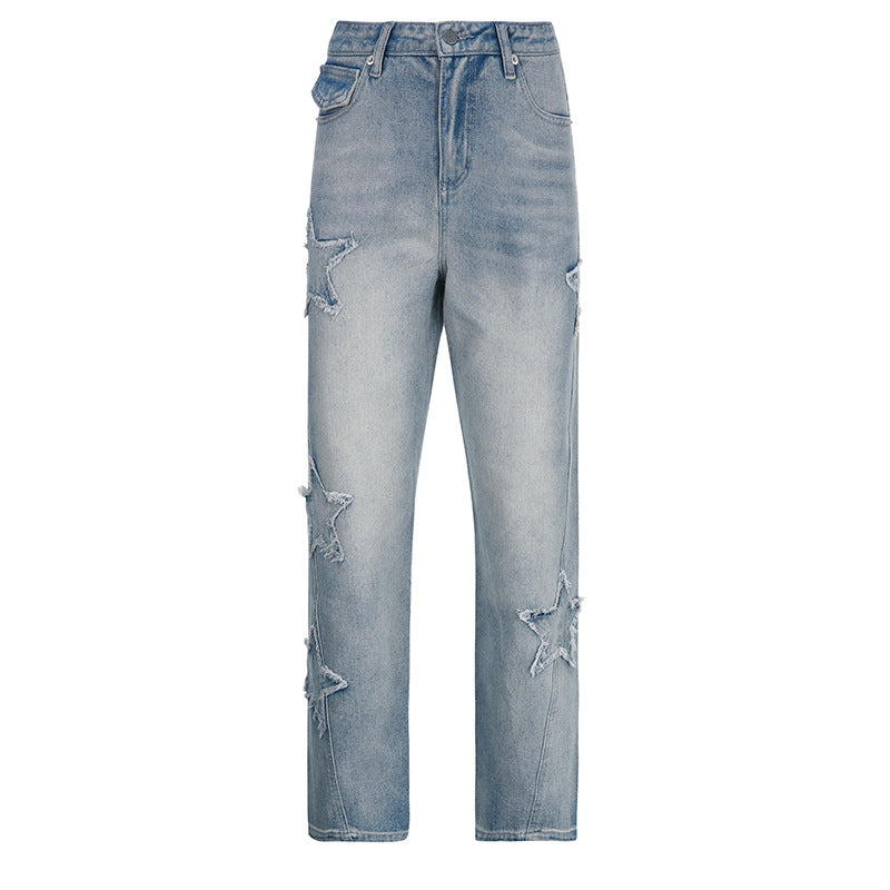 Stitched Star Blue Jeans