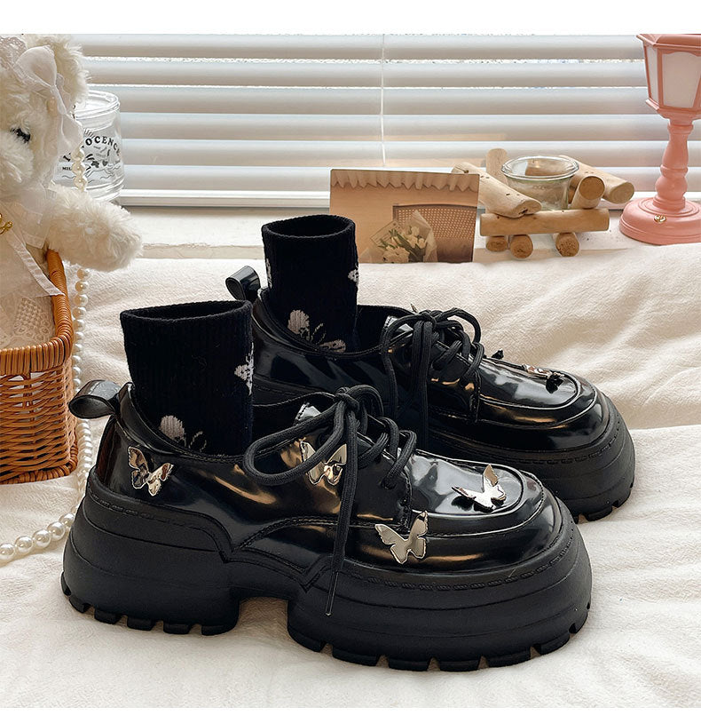 Butterfly Charm Black Boots