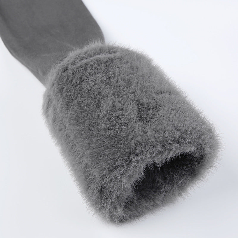 Gray Patchwork Fuzzy Crop Top