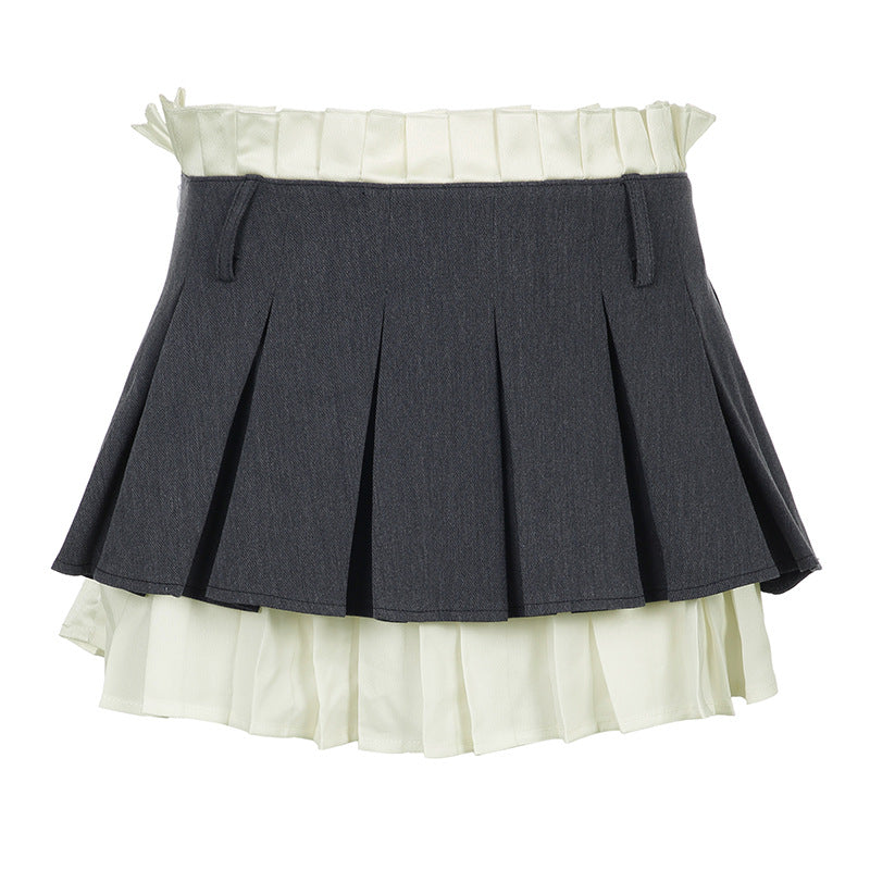 Black Pleated Layered Tennis Skirt