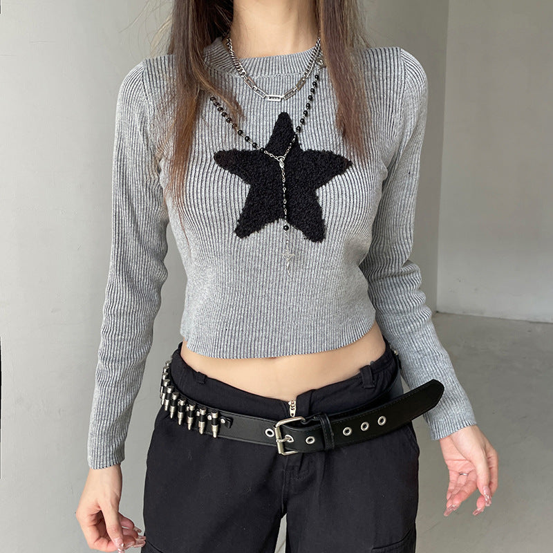 Black Pentagram Knit Sweater