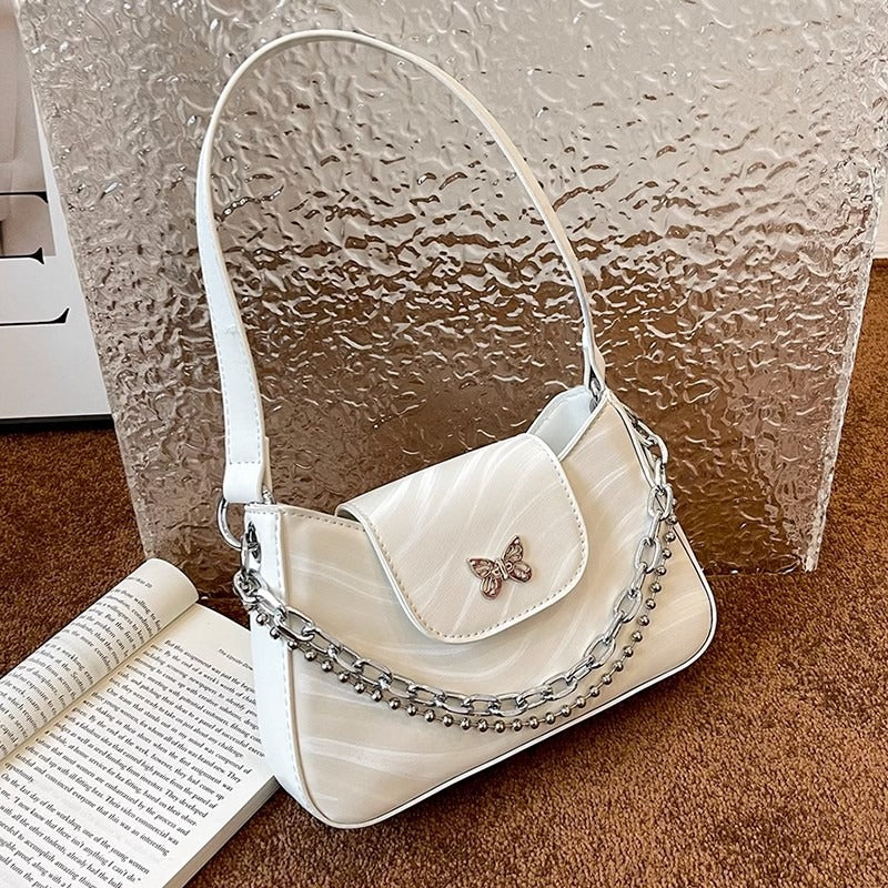 Butterfly Silver Strap Bag