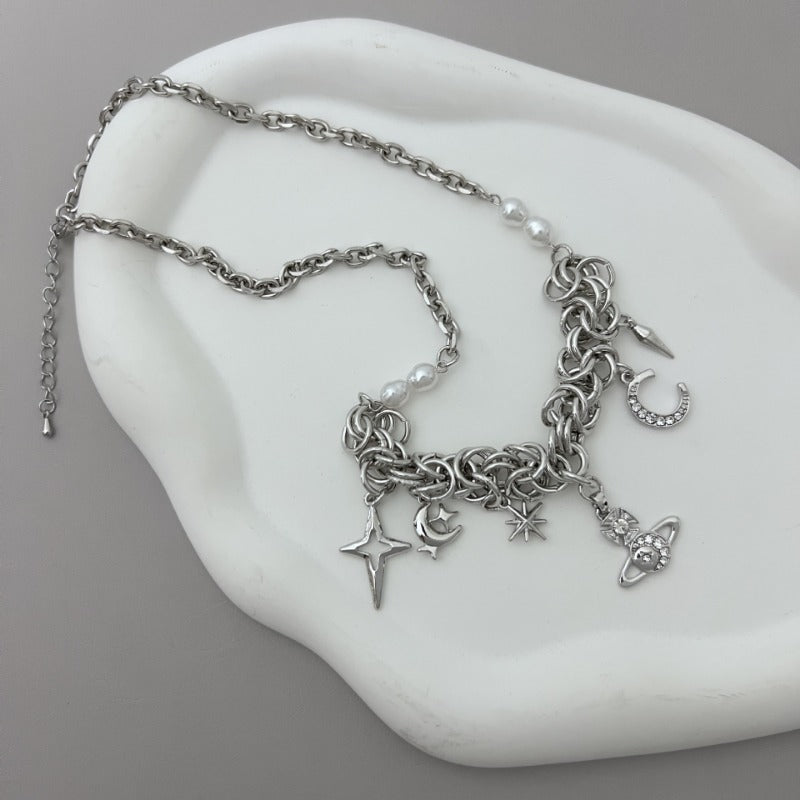 Silver Pearl Starlight Necklace