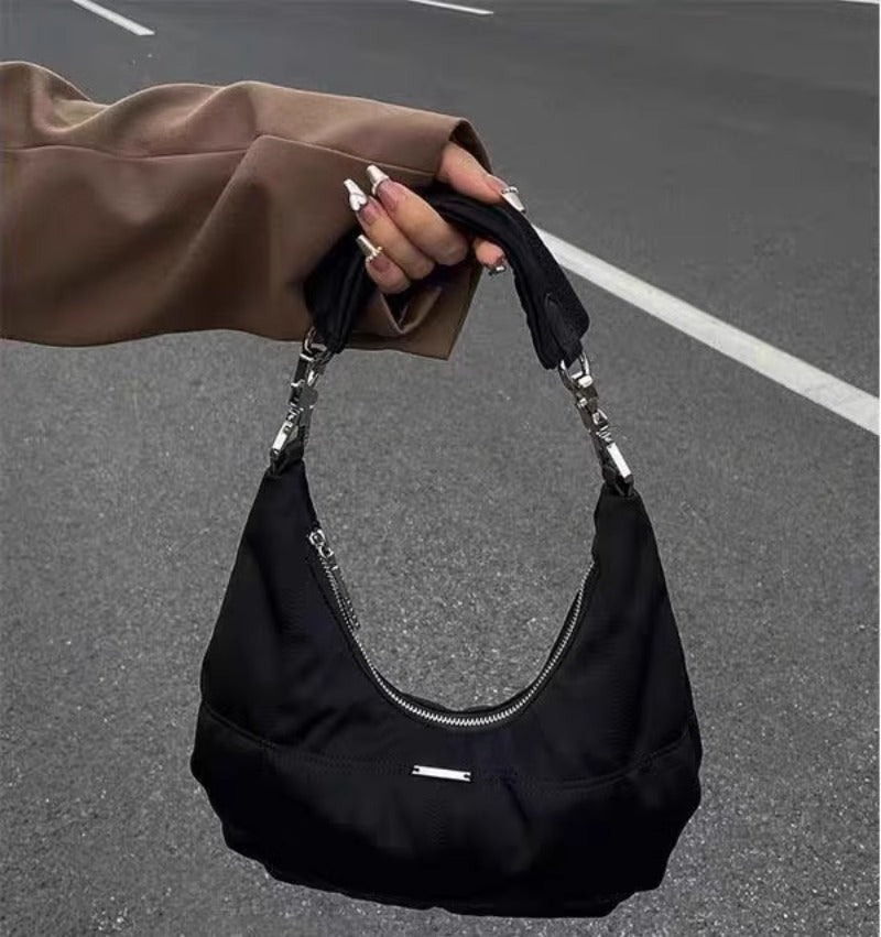 Simple Black Wrinkle Shoulder Bag
