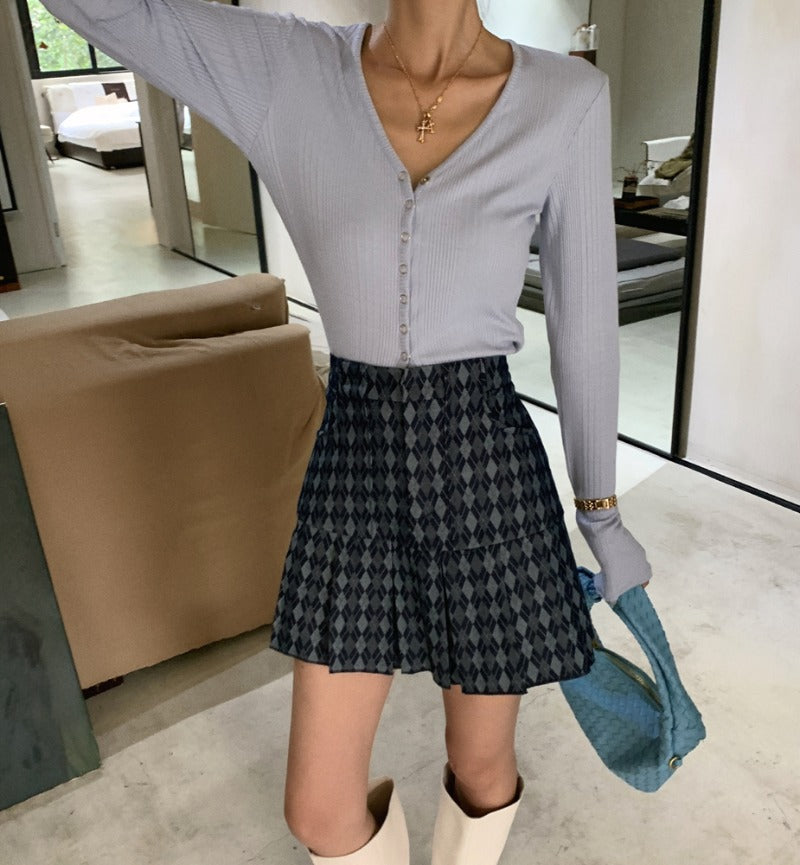 Chic Checkered Pleat Skirt