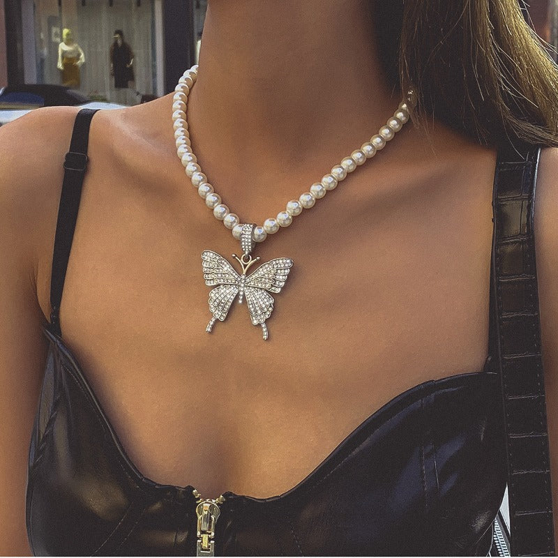 Butterfly with Pearl Necklace