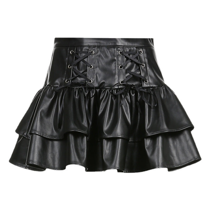 Patent Leather Ruffled Skirt