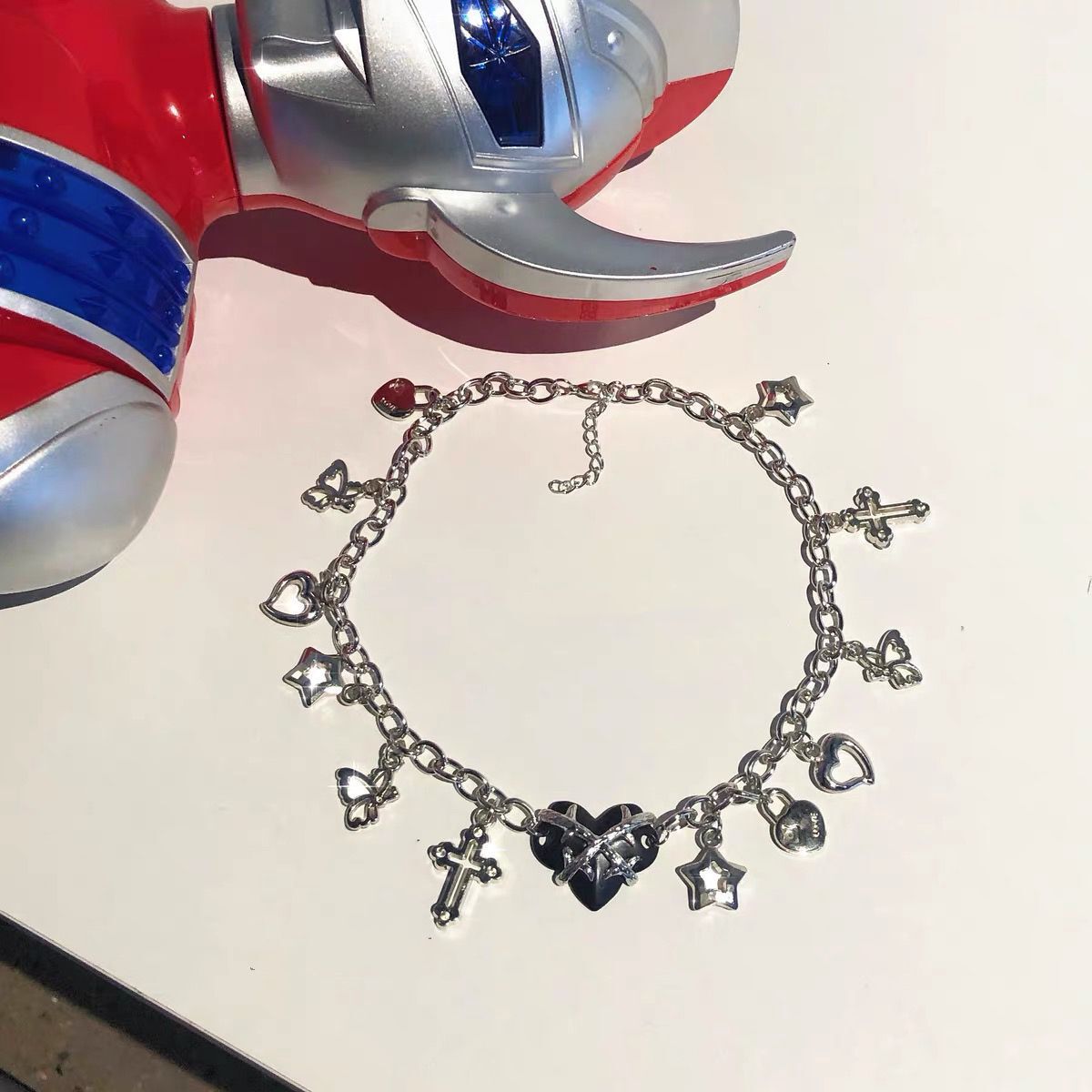 Y2K Thorns Tied Heart Punk Necklace