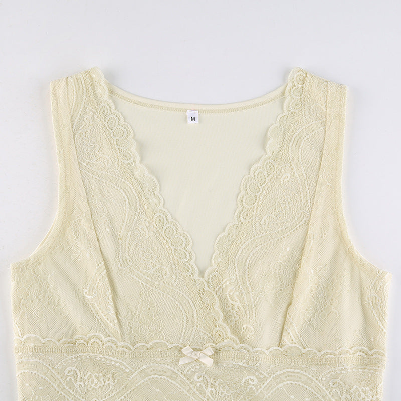 Cream Lace Bow Top