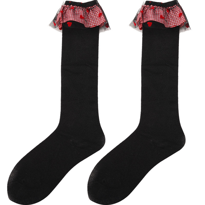 Red Heart Plaid Calf Socks