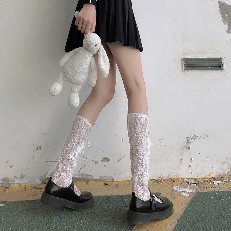 Cropped Heart Lace Calf Sock