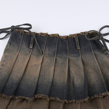 Gradient Color Denim Skirt