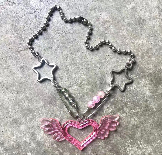 Flying Heart Arcylic Necklace