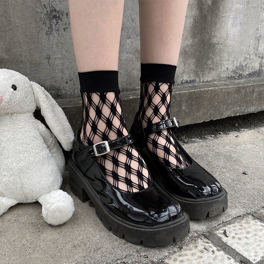 Black Fishnet Anklet Socks