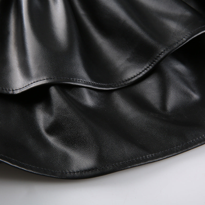 Patent Leather Ruffled Skirt