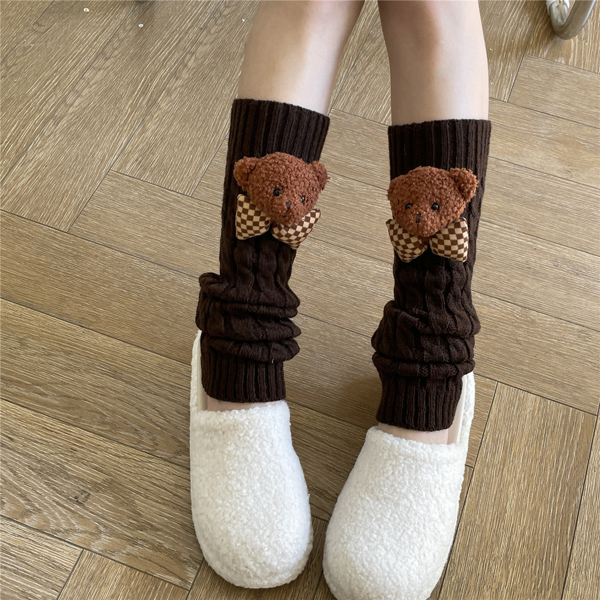 Y2K Bear Cable Knit Leg Warmer